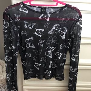 UO Butterfly Mesh Long Sleeve